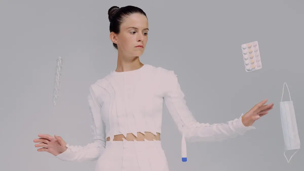 Woman with various medical devices in the image.