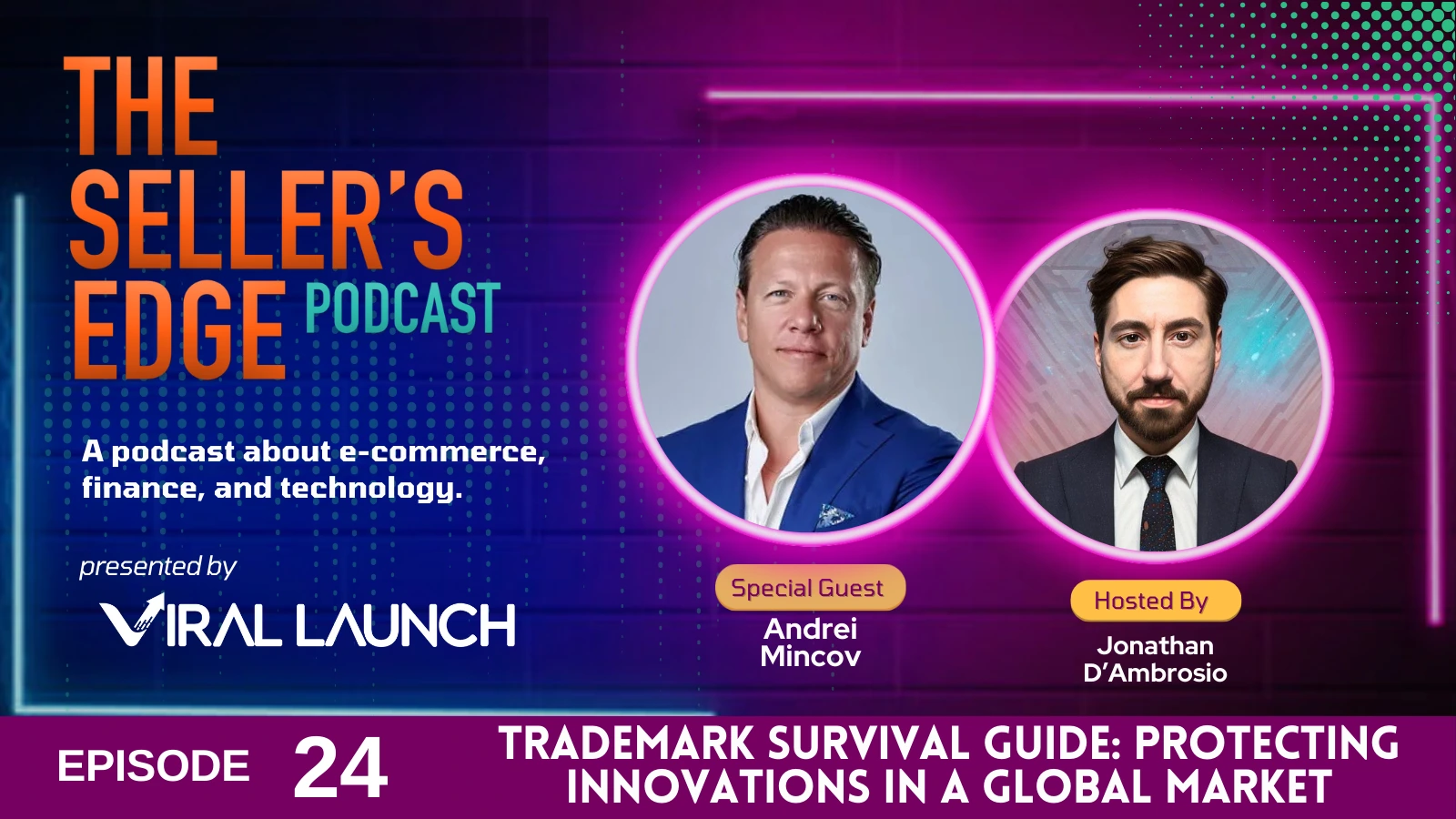 Featured images for episode 24 of the Seller's Edge Podcast with special guest Andrei Mincov.