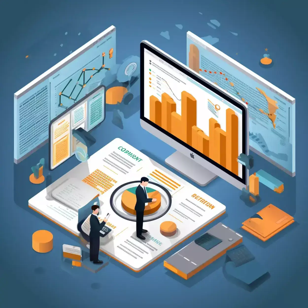 Image of multiple computer screens displaying various charts and graphs that are tracking various Amazon PPC campaigns.