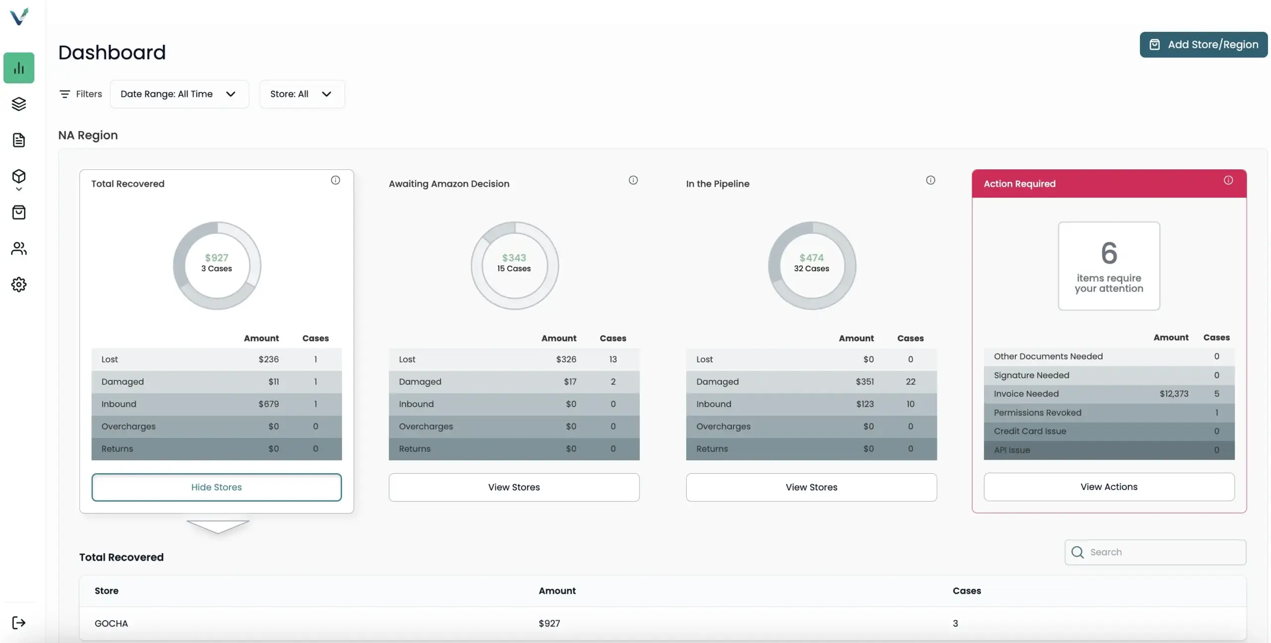 A graphic displaying an inside look into Viral Launch's new FBA Reimbursement Services Dashboard.